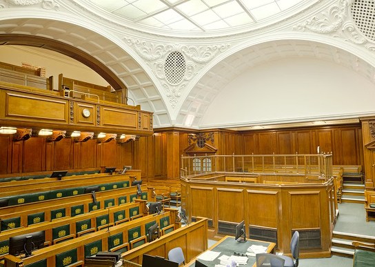 Historic courtroom interior